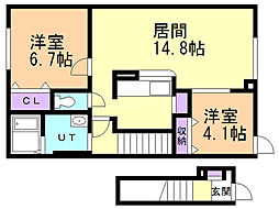 クレシア 2LDKの間取図画像