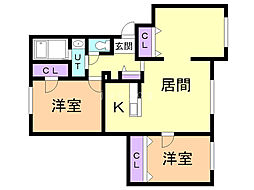 サニーハウス若草 3LDKの間取図画像