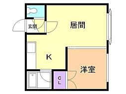 アトラス新生台B 1LDKの間取図画像