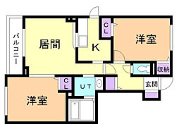 アルビレオ2 2LDKの間取図画像