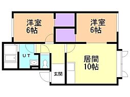 TK2 2LDKの間取図画像