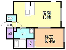 ロイヤルハイム明野新町C 1LDKの間取図画像