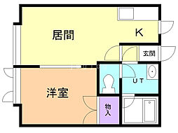 メモリアル2 1DKの間取図画像