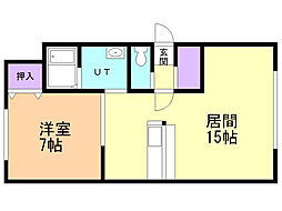 ロイヤルハイム明野新町H 1LDKの間取図画像