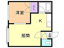 アトラス新生台A 1LDKの間取図画像