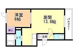アリス栄 1LDKの間取図画像