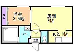 ステージ表町 1DKの間取図画像