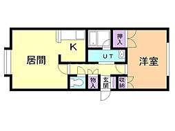 ヴィレッジナウ 1LDKの間取図画像