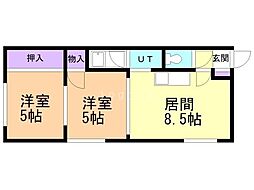 ブリティッシュ喜多B 2DKの間取図画像