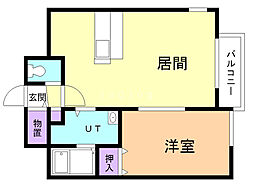 ロイヤルハイム美園B 1LDKの間取図画像