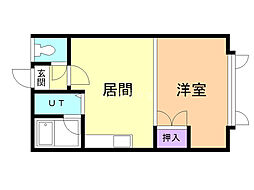 ロイヤルハイム美原 1DKの間取図画像