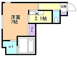 アンダーズ苫小牧駅前 1Kの間取図画像