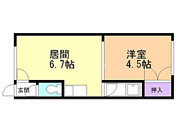 ノースランド 1DKの間取図画像