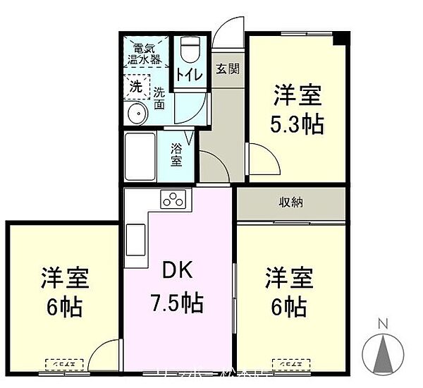 モンブランハイツ 106｜長野県松本市波田(賃貸マンション3DK・1階・51.80㎡)の写真 その2