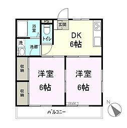 メゾンアベニュー 2DKの間取図画像