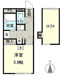 イリスアーク 1Kの間取図画像