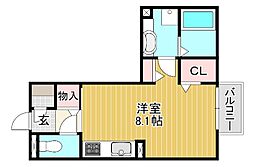 ドリームメゾンHYS 2階ワンルームの間取り