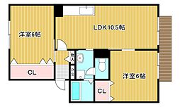 リサージュ8 1階2LDKの間取り