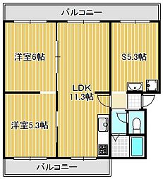藤マンション 2SLDKの間取図画像