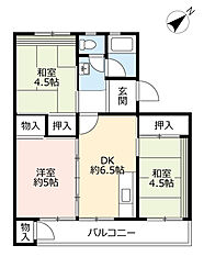 UR都市機構豊明団地46棟 3DKの間取図画像