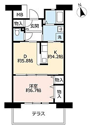 アーバンラフレ鳴子3号棟 1DKの間取図画像