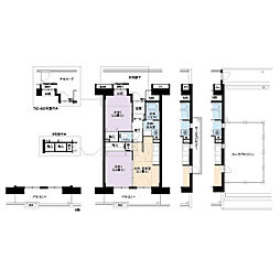 UR都市機構アーバンラフレ鳴海9号棟 2DKの間取図画像