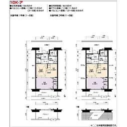 アーバンラフレ鳴子3号棟 1DKの間取図画像