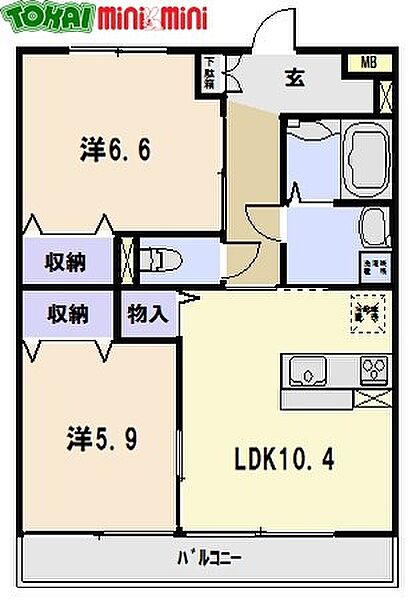 プリマベーラ 303｜三重県松阪市川井町(賃貸マンション2LDK・3階・56.95㎡)の写真 その2