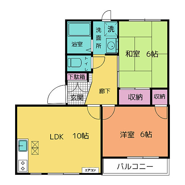 ヒルサイドテラス 103｜静岡県沼津市岡宮(賃貸アパート2LDK・1階・51.34㎡)の写真 その2