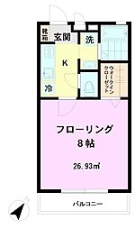 オークヴィラ武蔵野 1Kの間取図画像