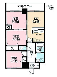 音楽マンション(R) ステラ テラス 3DKの間取図画像