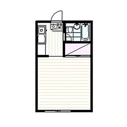 サファイア21 2階1Kの間取り