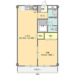 コーポ木村 1LDKの間取図画像
