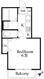 ヴィラベルデ落合 1Kの間取図画像