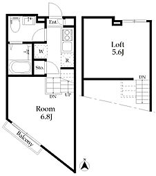 chalet大久保 ワンルームの間取図画像
