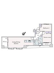 ラ・フォルム池尻大橋 1SLDKの間取図画像