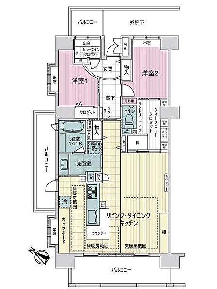 2LDK 間取り