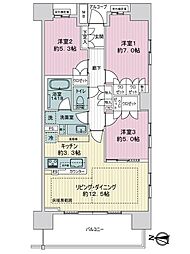 ザ・パークハウス所沢 3LDKの間取図画像