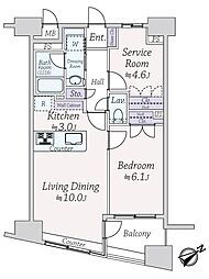 グランシティラピュタタワー 1SLDKの間取図画像