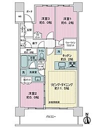 シティタワー金町タワー棟A棟 3LDKの間取図画像