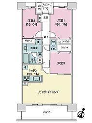 ライオンズマンション千葉グランドタワー 3LDKの間取図画像