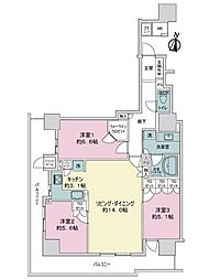 ザ・ライオンズ定禅寺タワー 3LDKの間取図画像