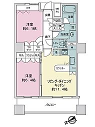 アーバンビューグランドタワー 2LDKの間取り