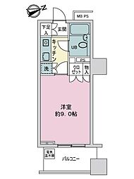 アーバンビューグランドタワー 1Kの間取り