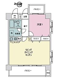 ライオンズステーションプラザ広島 1LDKの間取図画像