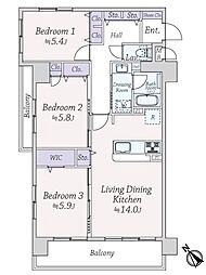 ライオンズプラザ平尾 3LDKの間取図画像