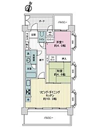 ライオンズマンション与野本町第6 2LDKの間取図画像