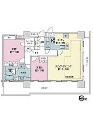 ライオンズマンションコスタ・タワー浦和 2LDKの間取図画像