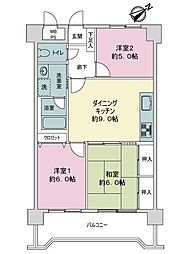 ライオンズプラザ宇栄原 3DKの間取図画像