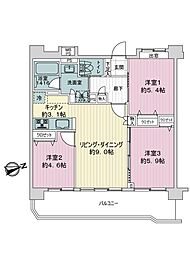 ライオンズヴィアーレ竹の塚 3LDKの間取図画像